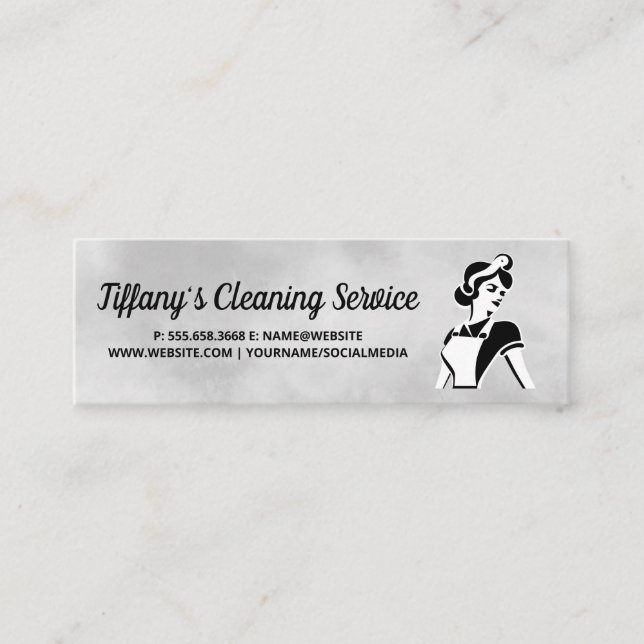 Classic Maid Illustration | Home Cleaning Mini Visitenkarte (Vorderseite)