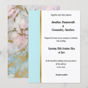 CLASSIC MARBLE PASTEL BLUE GOLD TRIM EINLADUNG
