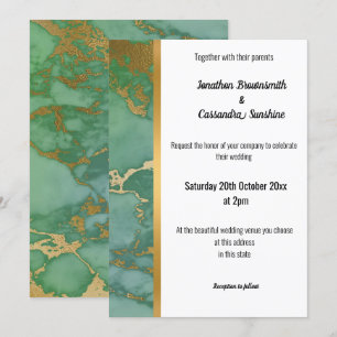 CLASSIC MARBLE SAGE GOLD TRIM INVITATION EINLADUNG