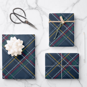 Classic Marine Urlaub kariert Weihnachten Geschenkpapier Set