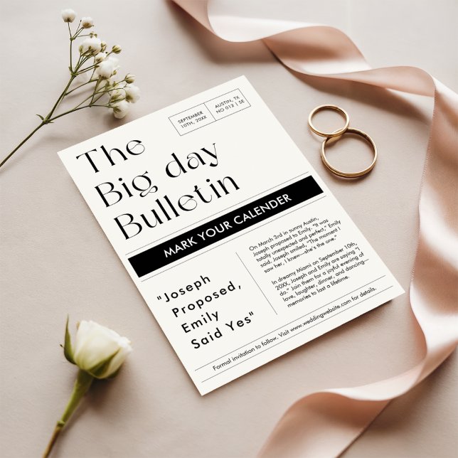 Classic Mark Your Calendar Newspaper Wedding Foto Save The Date (Von Creator hochgeladen)