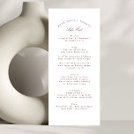 Classic Maroon Burgundy Calligraphy Formal Wedding Menükarte<br><div class="desc">Dieses Design ist Teil einer Kollektion; Bitte kontaktieren Sie mich in Touch,  wenn Sie Hilfe beim Finden von passenden Designs oder Produkten benötigen; auch in anderen Farben erhältlich</div>