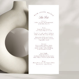 Classic Maroon Burgundy Calligraphy Formal Wedding Menükarte