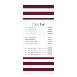 Classic Maroon Stripe Business Price Werbekarte