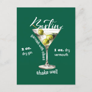Classic Martini Rezept Cocktail Bar Postkarte