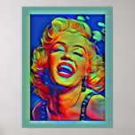 Classic Marylin Monroe Pop Art Poster<br><div class="desc">Marylin is Bright and Bold in this Pop Art poster.</div>