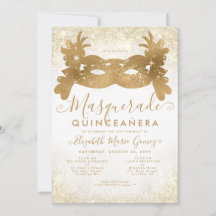 Classic Masquerade Maske Gold Glitzer Quinceanera