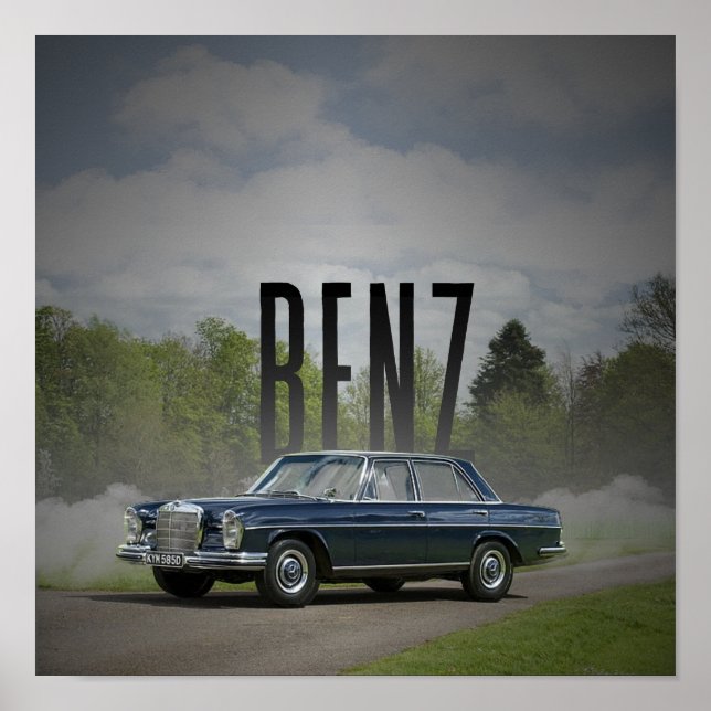 Classic Mercedes-Benz W114 Vintage Car Art Poster (Vorne)