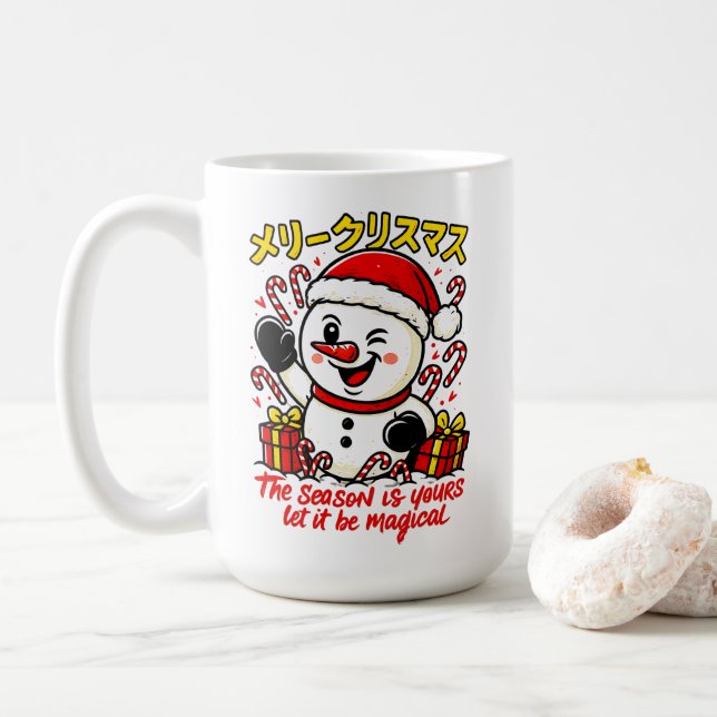 Classic Merry Christmas Snowman Mug Elegant Festiv Kaffeetasse (Mit Donut)