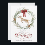 Classic Merry Christmas Winter Animal Wreath Photo Feiertagskarte<br><div class="desc">Beautiful winter wreath and deer scene with photo on the back.  Ideal for all your Merry Christmas greetings this holiday season.  Easily customize to make it your own.</div>