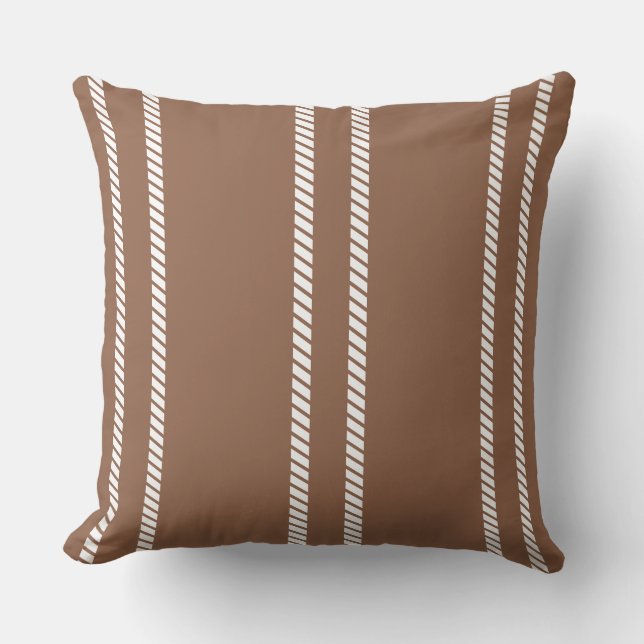 Classic Mid-tone Brown with Stripes Throw Pillow Kissen (Vorderseite)
