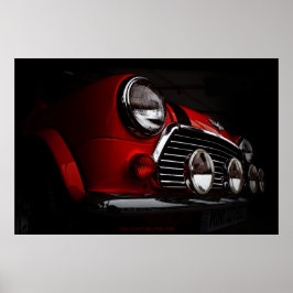 Classic Mini mit Kundgebung Leuchten Plakat
