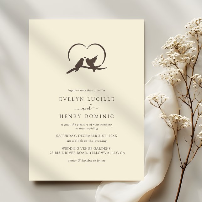 Classic Minimal Lovely birds Romantic Wedding Einladung (Von Creator hochgeladen)