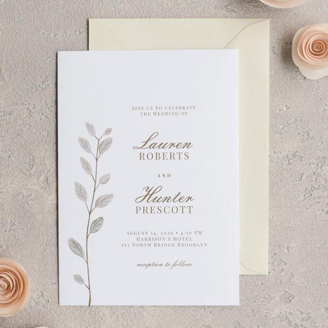 Classic Minimal Soft Ivory Floral Wedding Einladung (Von Creator hochgeladen)