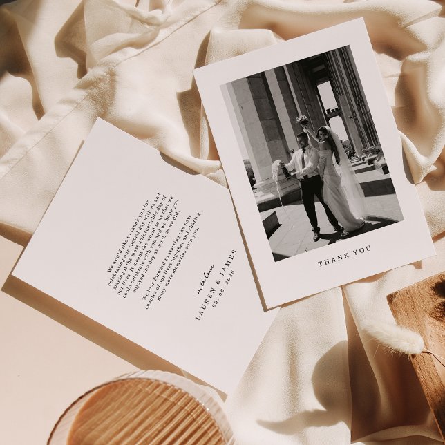 Classic Minimal Wedding Photo Thank You Card Dankeskarte (Von Creator hochgeladen)