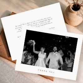 Classic Minimalist Wedding Photo Thank You Card Dankeskarte