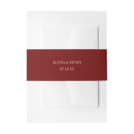 Classic Minimalistic Wine Red Custom Wedding Names Einladungsbanderole