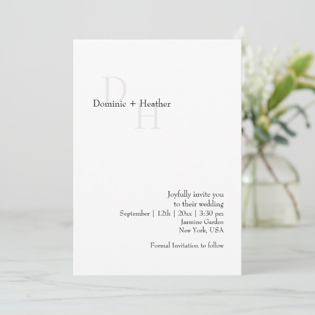CLASSIC Minimalistisch Elegance Wedding Einladung (Stehend Vorderseite)