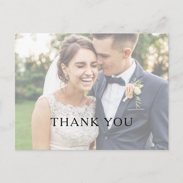 Classic Minimalistisch Faded Foto Hochzeit Vielen  Postkarte (Vorderseite)