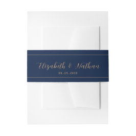 Classic Minimalistisch Gold Navy Blue Wedding Einladungsbanderole