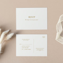 Classic Minimalistisch Gold Wedding RSVP Postcard Postkarte