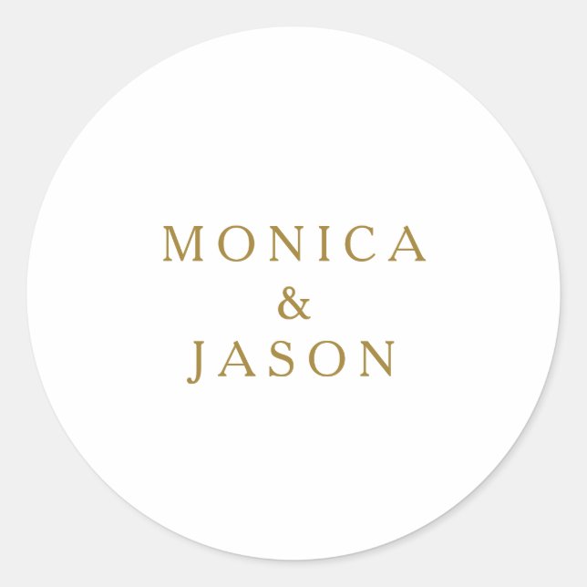 Classic Minimalistisch Gold Wedding Umschlag Aufkl Runder Aufkleber (Vorderseite)