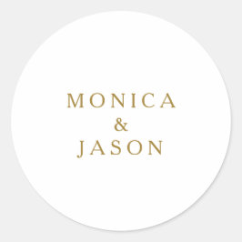 Classic Minimalistisch Gold Wedding Umschlag Aufkl Runder Aufkleber