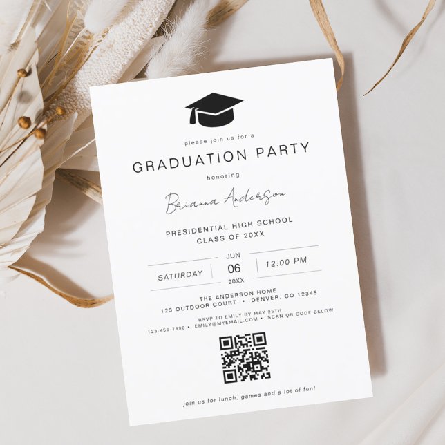 Classic Minimalistisch QR Code Graduation Party (Von Creator hochgeladen)