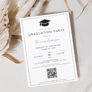 Classic Minimalistisch QR Code Graduation Party Einladung