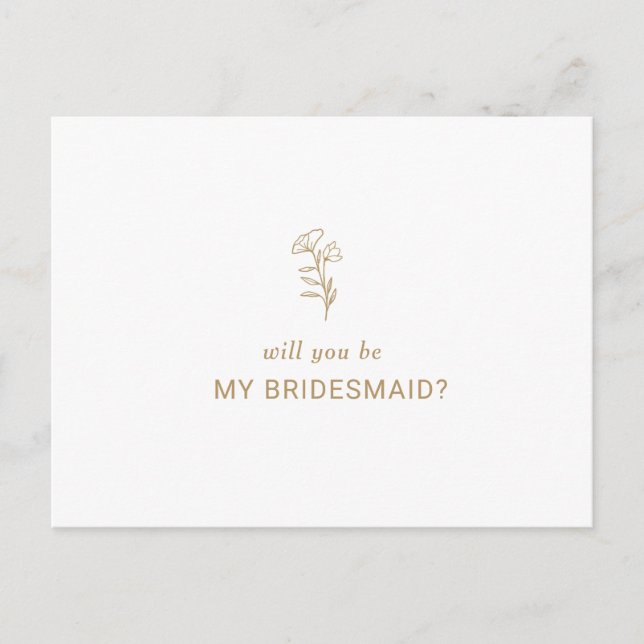Classic Minimalistisch werden Sie meine Bridemaid  Einladungspostkarte (Vorderseite)