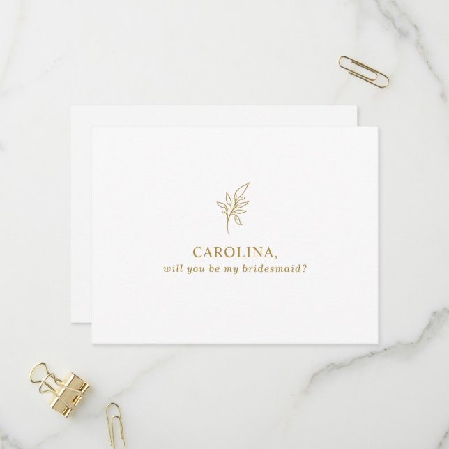 Classic Minimalistisch Werden Sie meine Bridesmaid Einladungspostkarte (Vorderseite/Rückseite Beispiel)