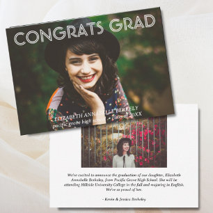 Classic Modern Abschluss Foto Announcement Cards Einladung
