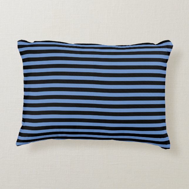 Classic Modern Black and Blue Striping Dekokissen (Rückseite)