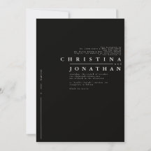 Classic Modern Black Minimalistisch Wedding Einlad