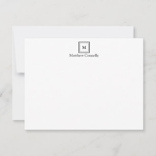 Classic Modern Black Square Box Monogram Initial Mitteilungskarte