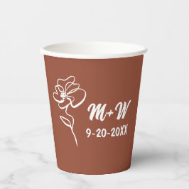 Classic & Modern Boho Burnt Orange Floral Sketch Pappbecher