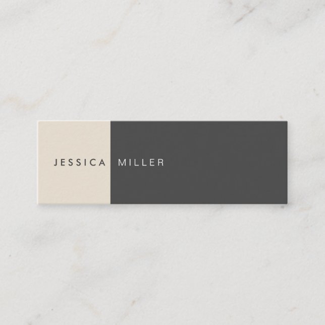 Classic Modern Dark Gray & Beige Social Media Mini Visitenkarte (Vorderseite)