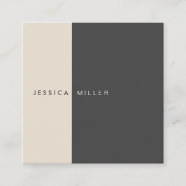 Classic Modern Dark Gray & Beige Social Media Quadratische Visitenkarte
