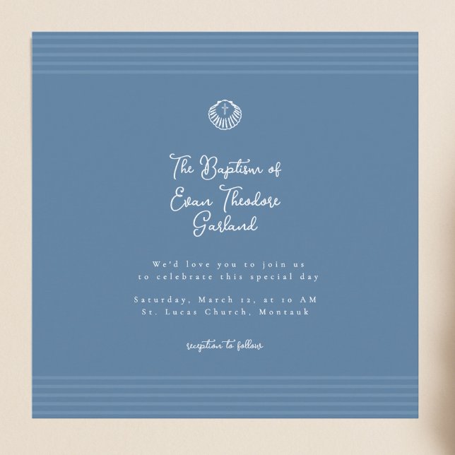 Classic modern deep blue baptism Invitation (Créateur téléchargé)