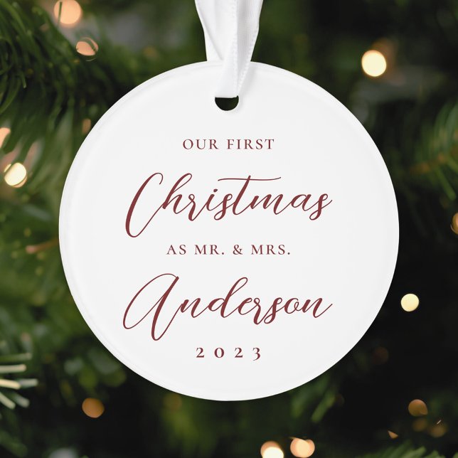 Classic Modern First Christmas als Mrs. Foto Ornament (Von Creator hochgeladen)