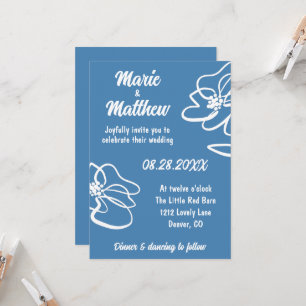 Classic & Modern Floral Blue Wedding Einladung