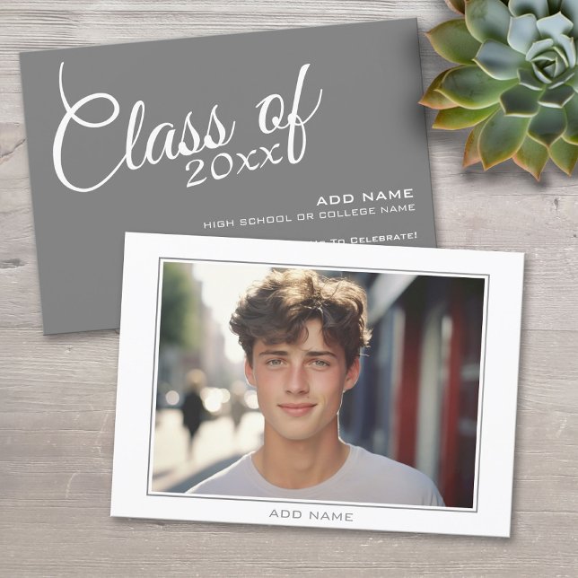 Classic Modern Foto Frame Graduation Party Einladung (Custom Graduation Announcement)