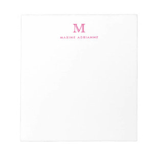 Classic Modern Girly Magenta Pink Monogram Initial Notizblock
