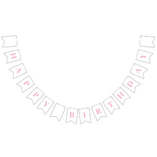 Classic Modern Happy Birthday Light Pink Message Wimpelkette