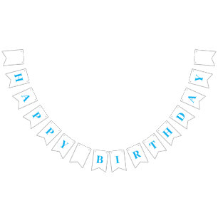 Classic Modern Happy Birthday Sky Blue Message Wimpelkette