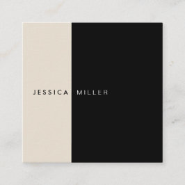 Classic Modern Layout Black & Beige Social Media Quadratische Visitenkarte