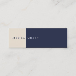 Classic Modern Midnight Blue & Beige Social Media Mini Visitenkarte