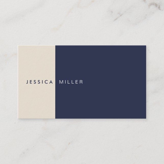 Classic Modern Midnight Blue & Beige Social Media Visitenkarte (Vorderseite)
