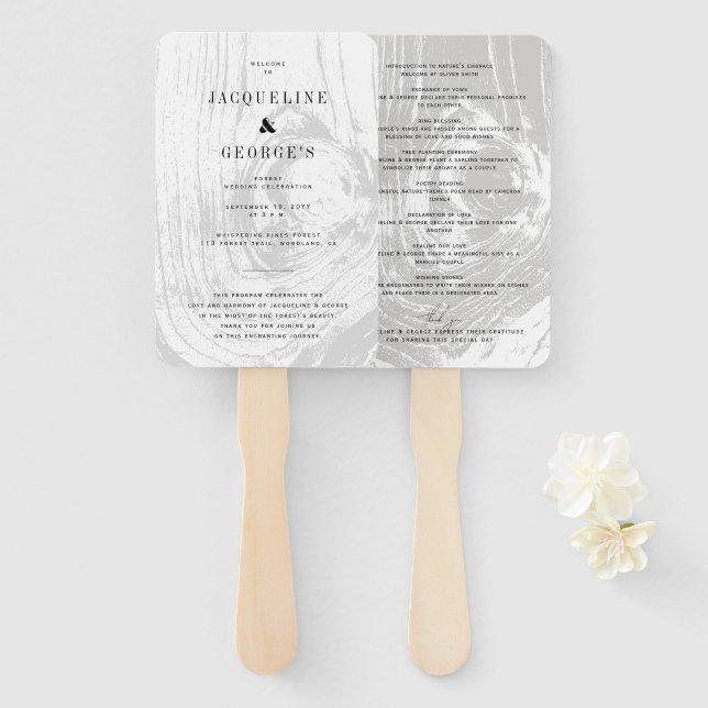 Classic Modern Rustic Wood Winter Stilvolle Hochze Fächer (Vorne und Hinten)