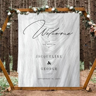 Classic Modern Rustic Wood Winter Wedding Willkomm Wandteppich